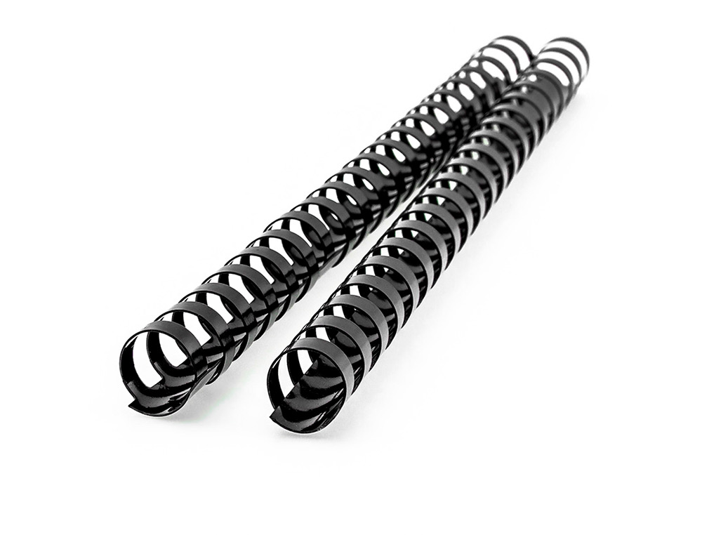 ESPIRAL Q-CONNECT REDONDA 6 MM PLASTICO PRETO CAPACIDADE 20 FOLHAS CAIXA DE 100 UNIDADES