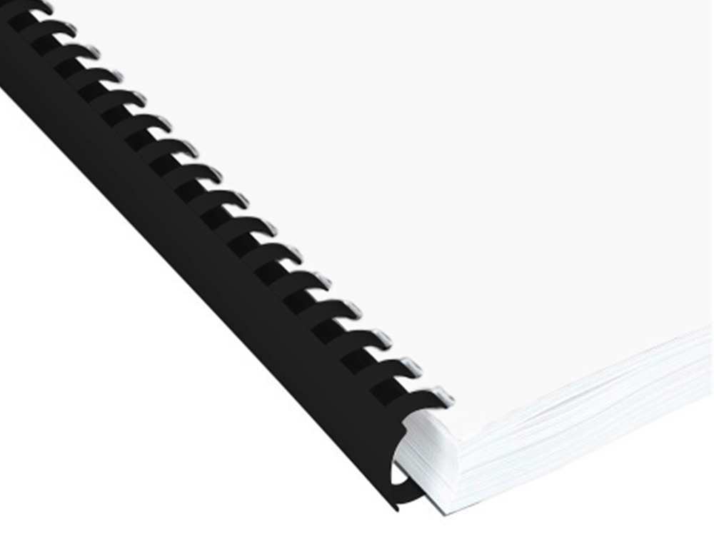 ESPIRAL Q-CONNECT REDONDA 6 MM PLASTICO PRETO CAPACIDADE 20 FOLHAS CAIXA DE 100 UNIDADES