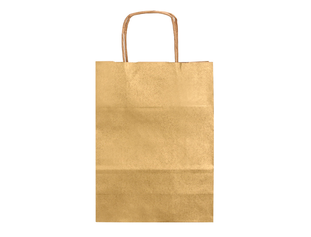 SACO DE PAPEL Q-CONNECT KRAFT OURO ASA RETORCIDA 240X100X310 MM