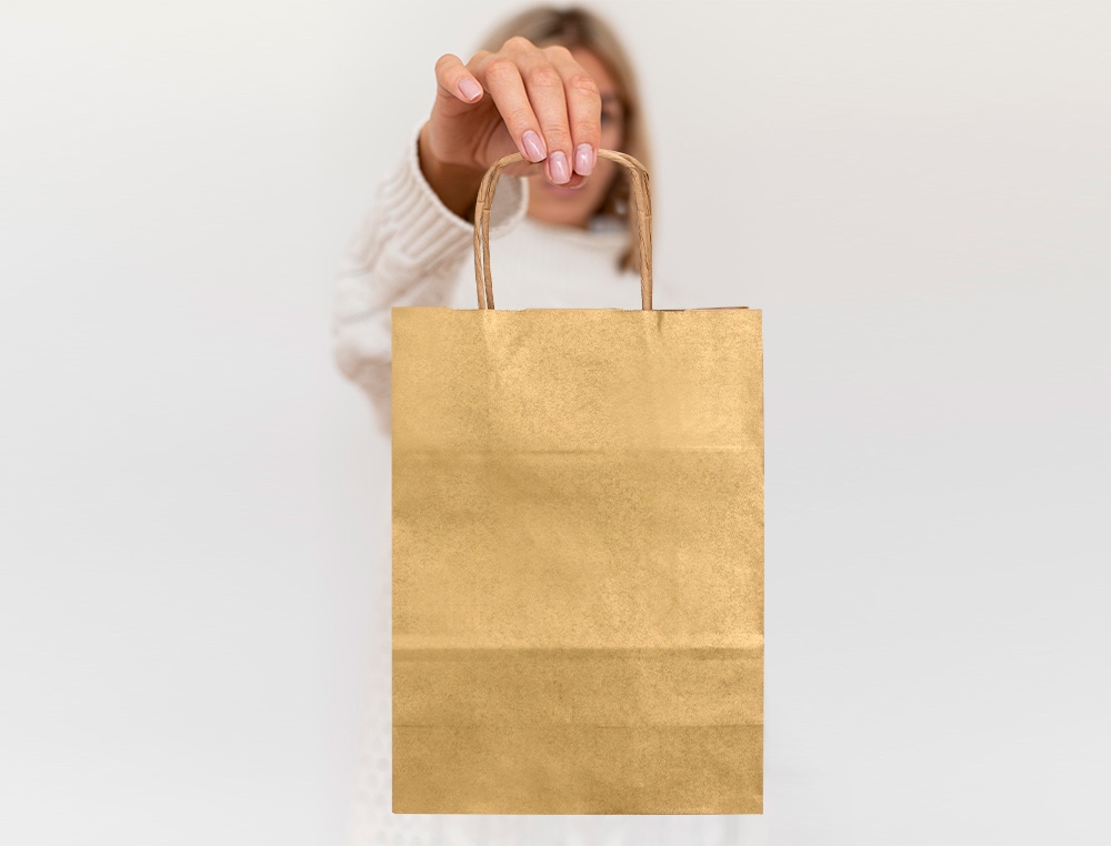 SACO DE PAPEL Q-CONNECT KRAFT OURO ASA RETORCIDA 240X100X310 MM