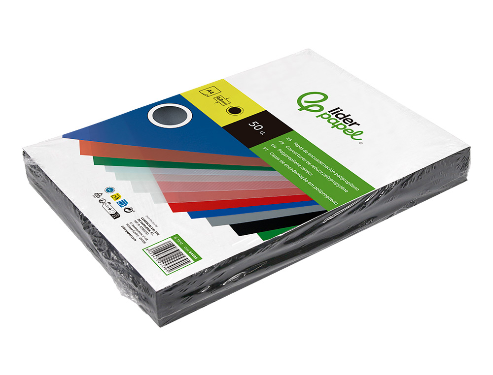 CAPA DE ENCADERNACAO LIDERPAPEL POLIPROPILENO DIN A4 0.8 MM PRETA PACK DE 50 UNIDADES