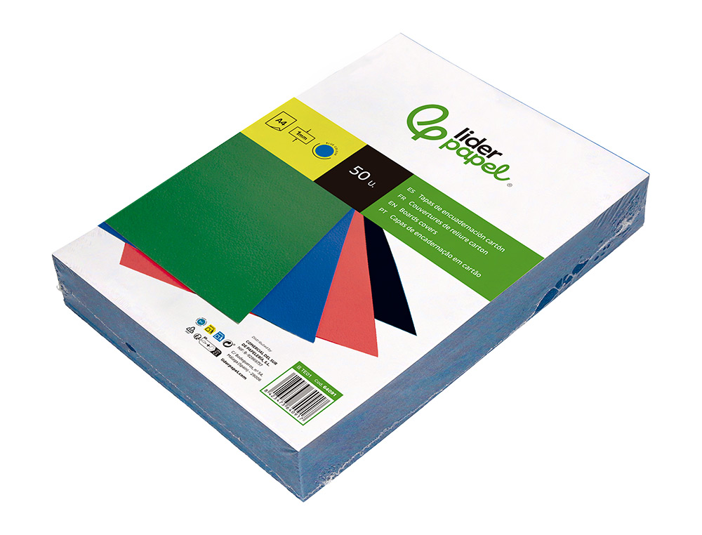 CAPA DE ENCADERNACAO LIDERPAPEL CARTAO DIN A4 1 MM AZUL PACK DE 50 UNIDADES