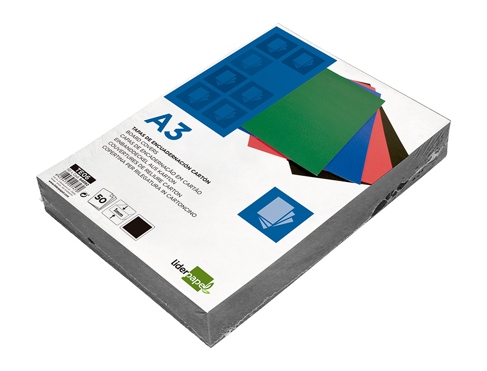 CAPA DE ENCADERNACAO LIDERPAPEL CARTAO DIN A3 1 MM PRETA PACK DE 50 UNIDADES