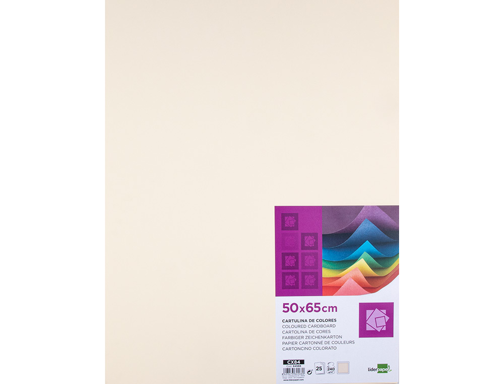CARTOLINA LIDERPAPEL 50X65 CM 240 GR CREME PACK DE 25 UNIDADES