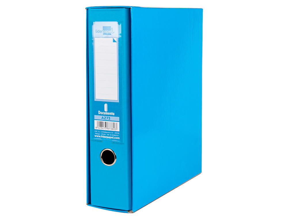 CAIXA PARA PASTA DE ARQUIVO DE ALAVANCA LIDERPAPEL DOCUMENTA DIN A4 LOMBADA 75 MM CELESTE