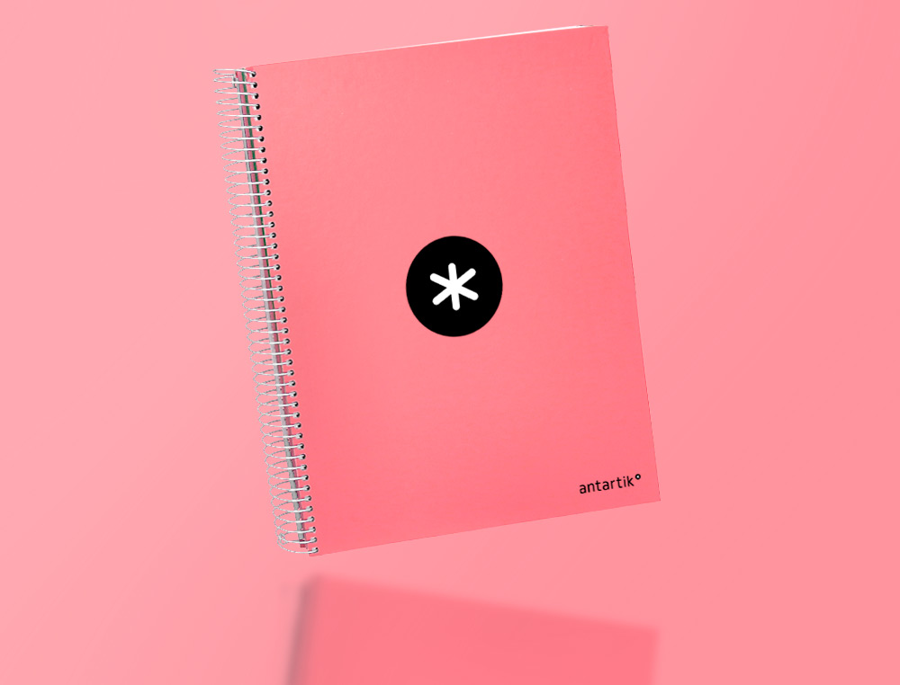 CADERNO ESPIRAL DIN A4 ANTARTIK CAPA FORRADA 120 F 100 GR QUADRICULA 5MM 5 BANDAS DE CORES COR CORAL