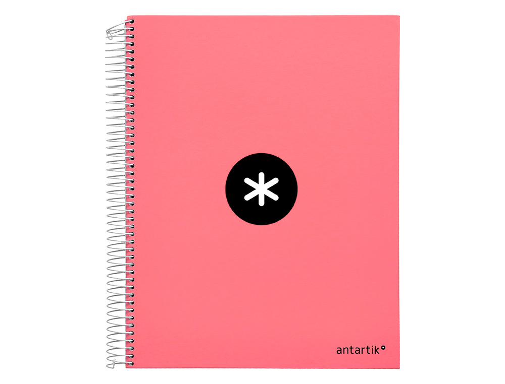 CADERNO ESPIRAL DIN A4 ANTARTIK CAPA FORRADA 120 F 100 GR QUADRICULA 5MM 5 BANDAS DE CORES COR CORAL