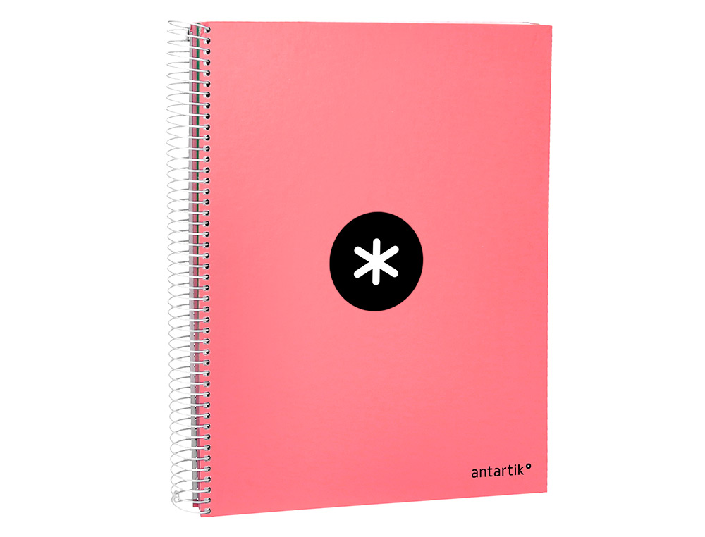 CADERNO ESPIRAL DIN A4 ANTARTIK CAPA FORRADA 120 F 100 GR QUADRICULA 5MM 5 BANDAS DE CORES COR CORAL