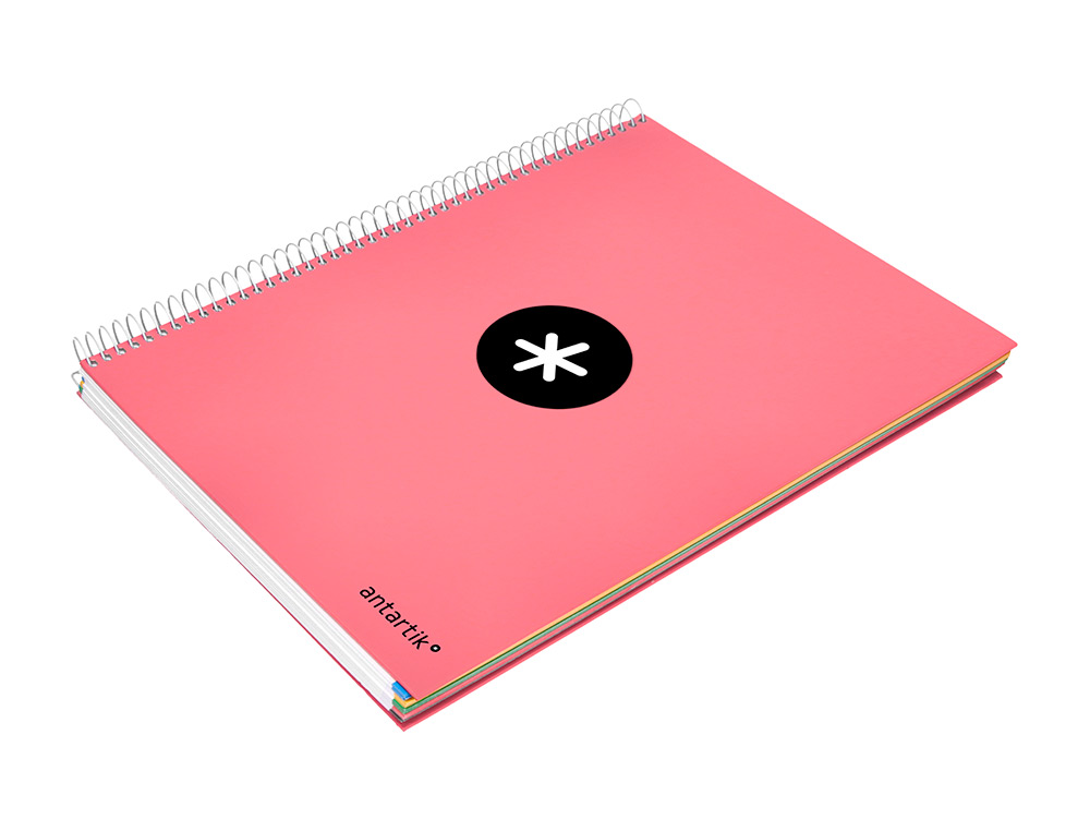CADERNO ESPIRAL DIN A4 ANTARTIK CAPA FORRADA 120 F 100 GR QUADRICULA 5MM 5 BANDAS DE CORES COR CORAL