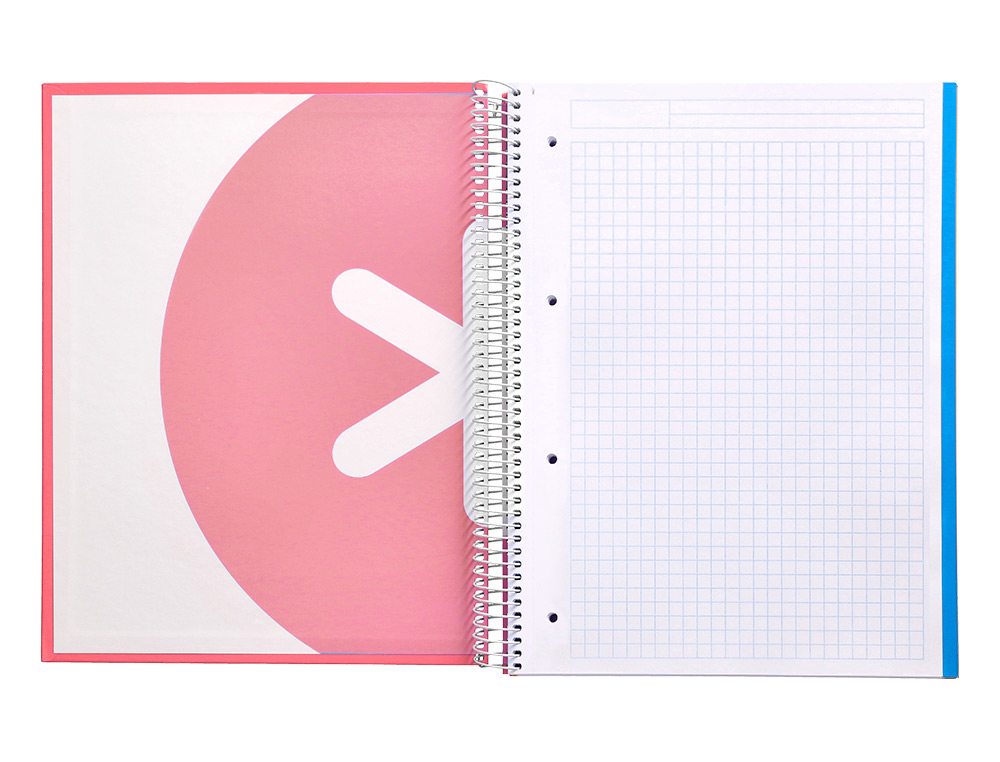 CADERNO ESPIRAL DIN A4 ANTARTIK CAPA FORRADA 120 F 100 GR QUADRICULA 5MM 5 BANDAS DE CORES COR CORAL