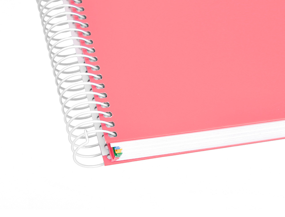 CADERNO ESPIRAL DIN A4 ANTARTIK CAPA FORRADA 120 F 100 GR QUADRICULA 5MM 5 BANDAS DE CORES COR CORAL