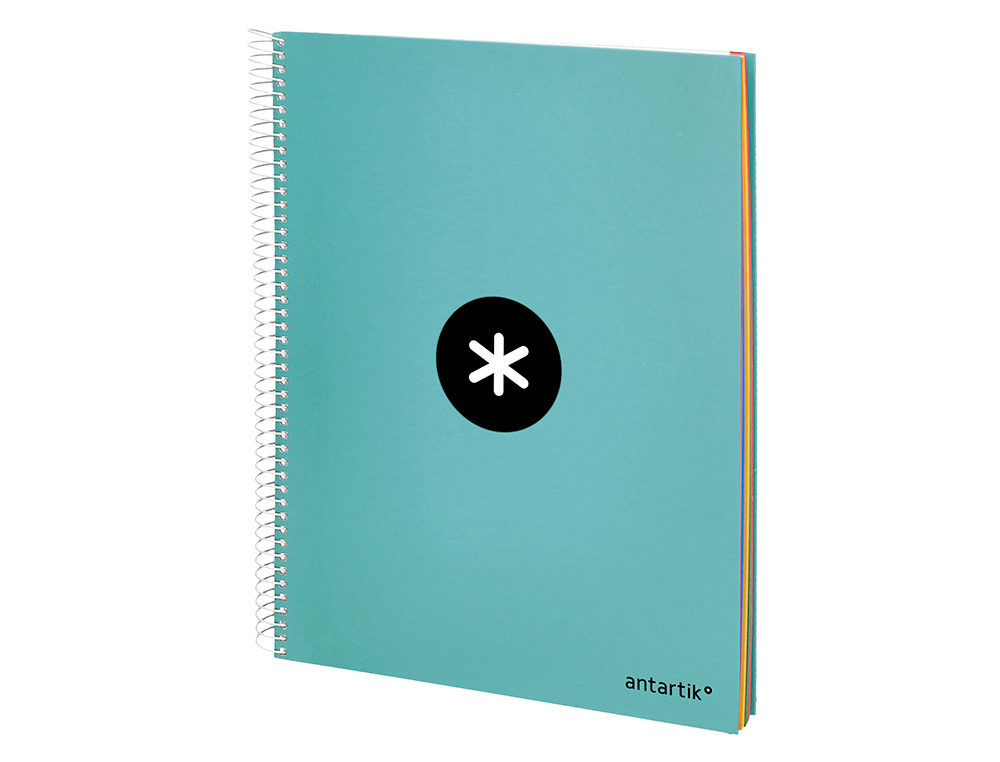 CADERNO ESPIRAL DIN A4 ANTARTIK CAPA FORRADA 120 F 100 GR QUADRICULA 5MM 5 BANDAS DE CORES COR MENTA