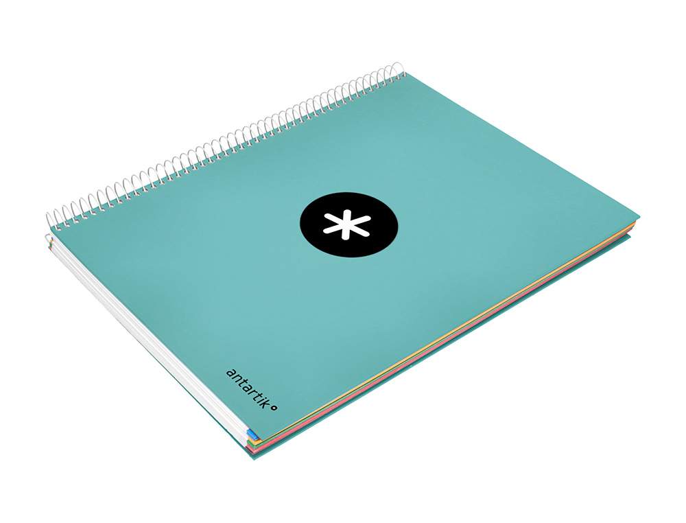 CADERNO ESPIRAL DIN A4 ANTARTIK CAPA FORRADA 120 F 100 GR QUADRICULA 5MM 5 BANDAS DE CORES COR MENTA
