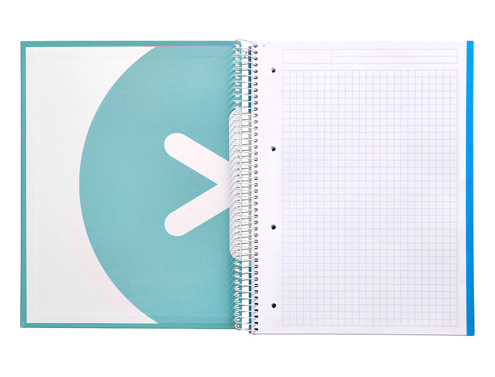 CADERNO ESPIRAL DIN A4 ANTARTIK CAPA FORRADA 120 F 100 GR QUADRICULA 5MM 5 BANDAS DE CORES COR MENTA