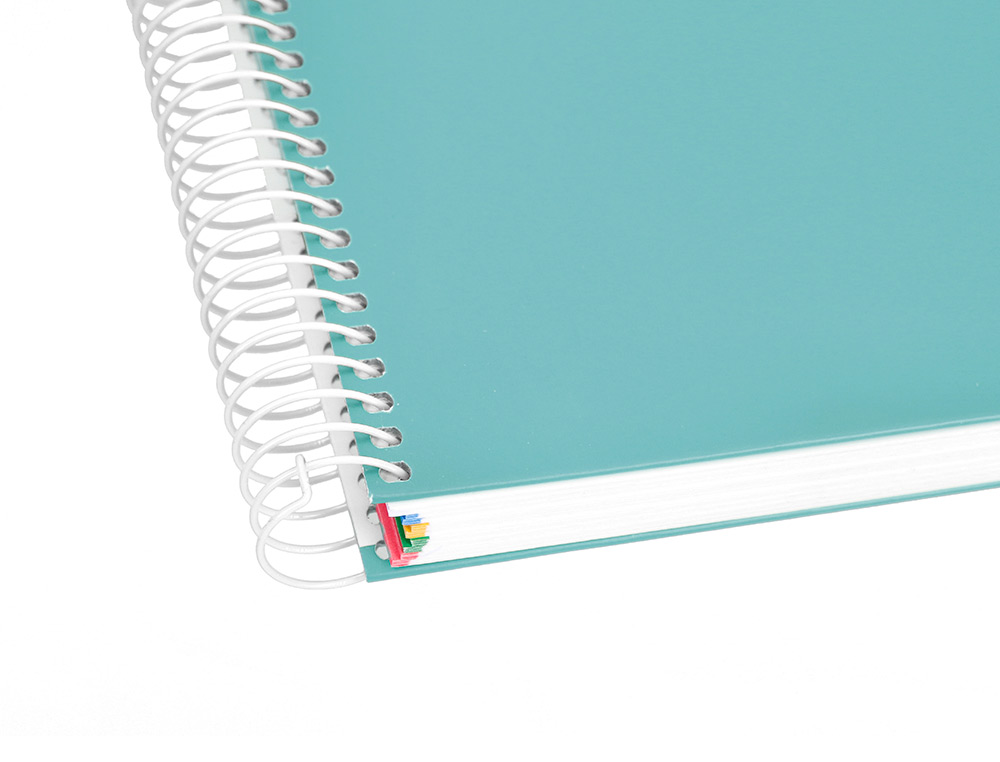 CADERNO ESPIRAL DIN A4 ANTARTIK CAPA FORRADA 120 F 100 GR QUADRICULA 5MM 5 BANDAS DE CORES COR MENTA