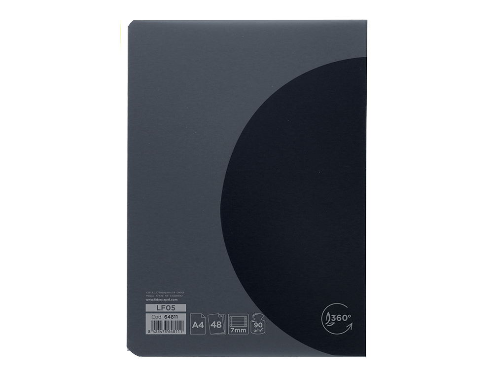CADERNO AGRAFADO LIDERPAPEL 360 CAPA DE PLASTICO DIN A4 48 F 90 GR PAUTADO COM DUPLA MARGEM CAPA PRETA