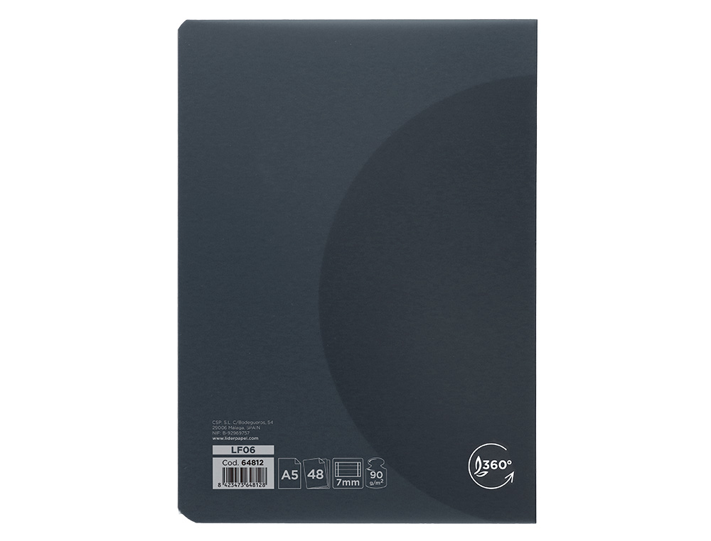CADERNO AGRAFADO LIDERPAPEL 360 CAPA DE PLASTICO DIN A5 48 F 90 GR PAUTADO COM DUPLA MARGEM CAPA PRETA