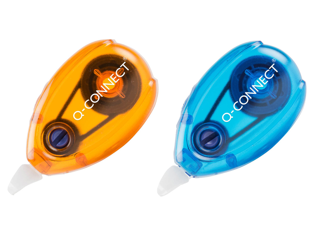 CORRETOR Q-CONNECT FITA BRANCA 5 MM X 6 MT - BLISTER DUAS UNIDADES LARANJA E AZUL