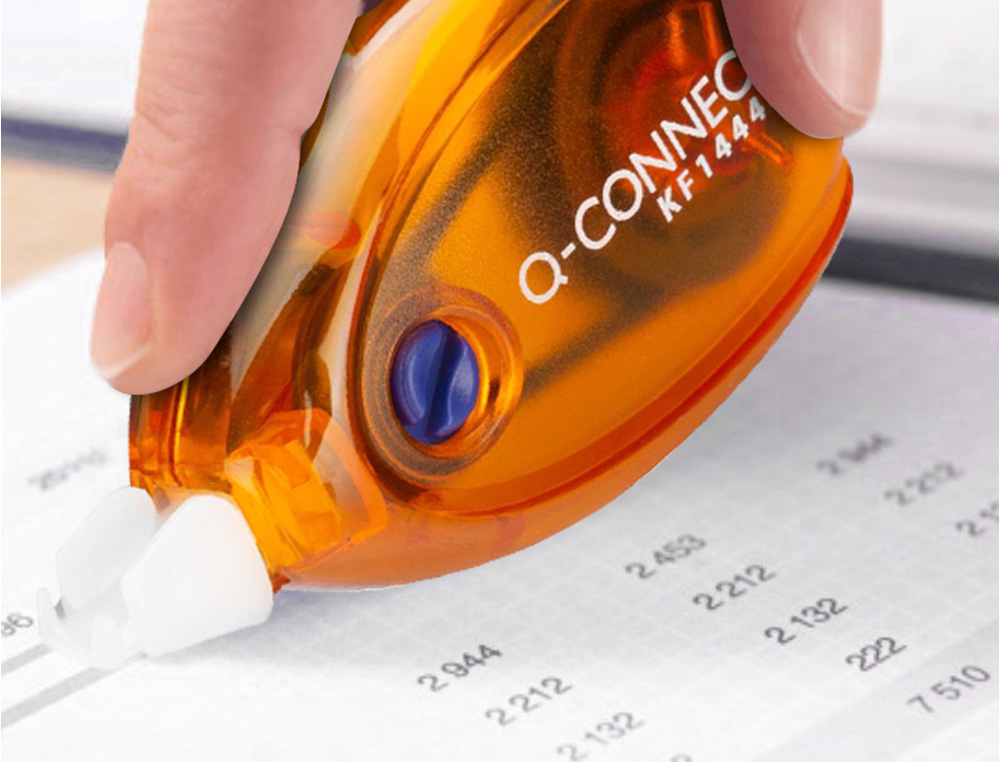 CORRETOR Q-CONNECT FITA BRANCA 5 MM X 6 MT - BLISTER DUAS UNIDADES LARANJA E AZUL