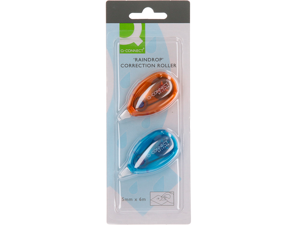 CORRETOR Q-CONNECT FITA BRANCA 5 MM X 6 MT - BLISTER DUAS UNIDADES LARANJA E AZUL
