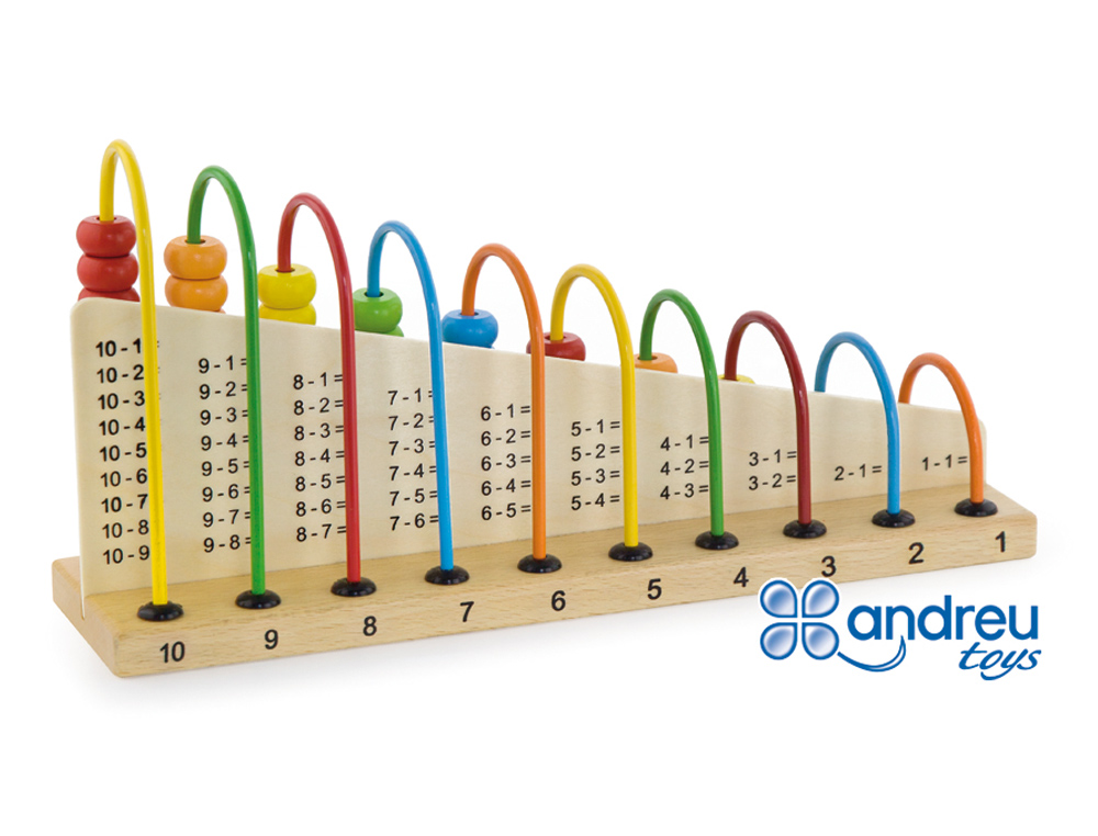 JOGO ANDREUTOYS ABACO MADEIRA PARA SUMAR E SUBTRAIR 29X14,5X7,5 CM