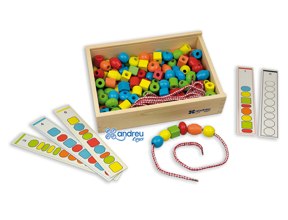 JOGO ANDREUTOYS FORMAS PARA ENFIAR + 10 CORDOES + 10 MODELOS CAIXA DE 150 UNIDADES SORTIDAS