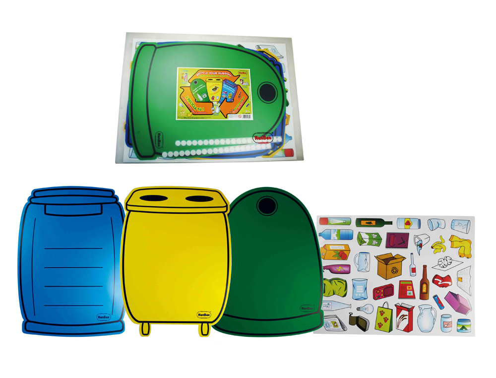 JOGO HENBEA PLASTICO RECICLAGEM MATERIAL ORGANICO VIDRIO PAPEL 36 PEAS