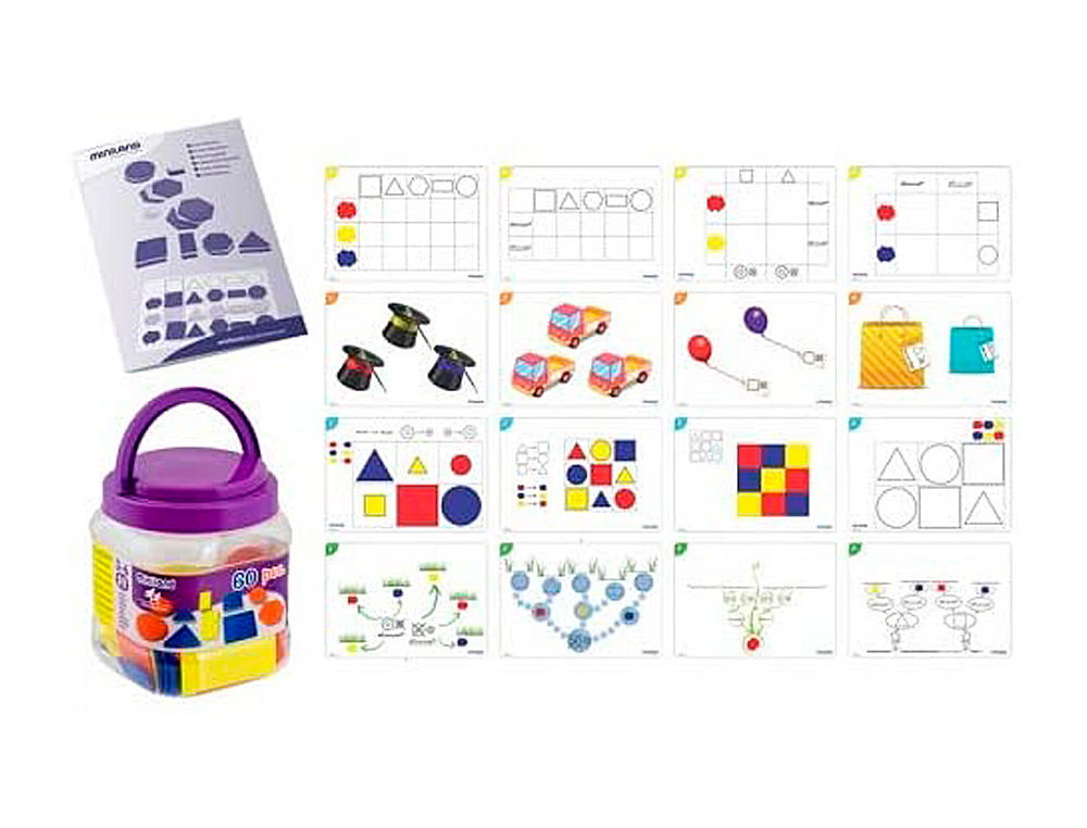 JOGO MINILAND ACTIVITE LOGICAL BLOCKS 60 BLOCOS + 16 ATIVIDADES