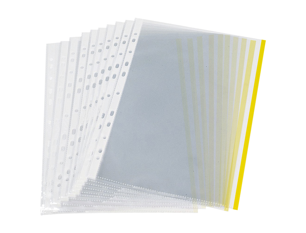 BOLSA CATALOGO/MICA Q-CONNECT DIN A4 70 MICRONS PP CRISTAL COM BORDA AMARELO BOLSA DE 10 UNIDADES