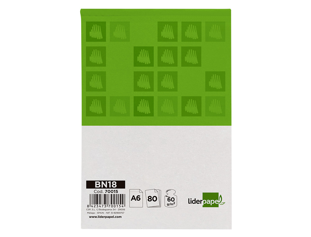 BLOCO DE APONTAMENTOS LIDERPAPEL LISO A6 80 FOLHAS 60 G/M2 PERFURADO SEM CAPA