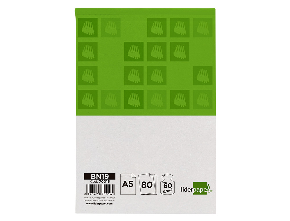 BLOCO DE APONTAMENTOS LIDERPAPEL A5 80 FOLHAS 60G/M2 PERFURADO SEM CAPA