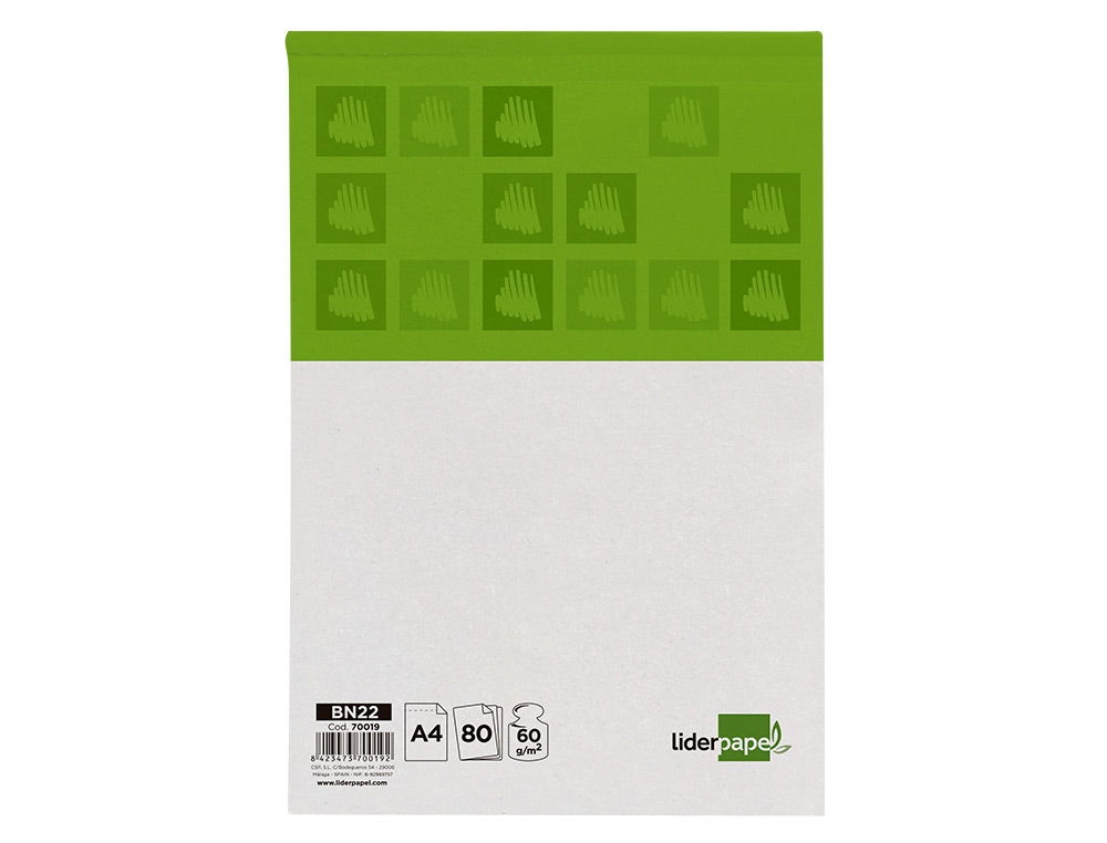 BLOCO DE APONTAMENTOS LIDERPAPEL LISO A4 60G/M2 PERFURADO SEM CAPA