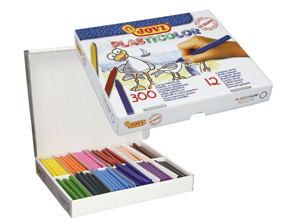 LAPIS DE CERA JOVI PLASTICOR CAIXA DE 300 UNIDADES 25 CORES SORTIDAS