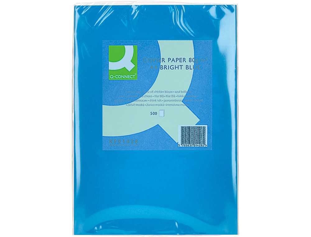PAPEL DE COR Q-CONNECT DIN A4 80 GR AZUL INTENSO EMBALAGEM DE 500 FOLHAS