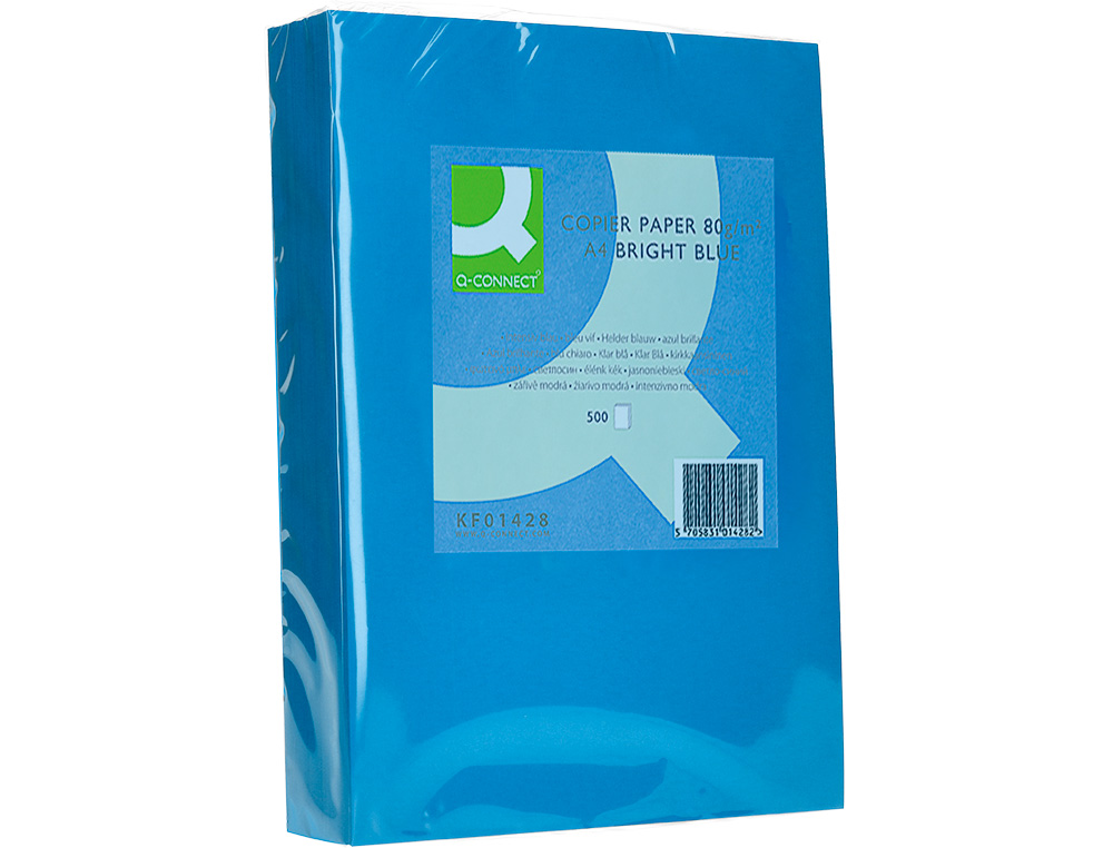 PAPEL DE COR Q-CONNECT DIN A4 80 GR AZUL INTENSO EMBALAGEM DE 500 FOLHAS