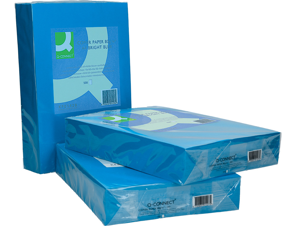 PAPEL DE COR Q-CONNECT DIN A4 80 GR AZUL INTENSO EMBALAGEM DE 500 FOLHAS
