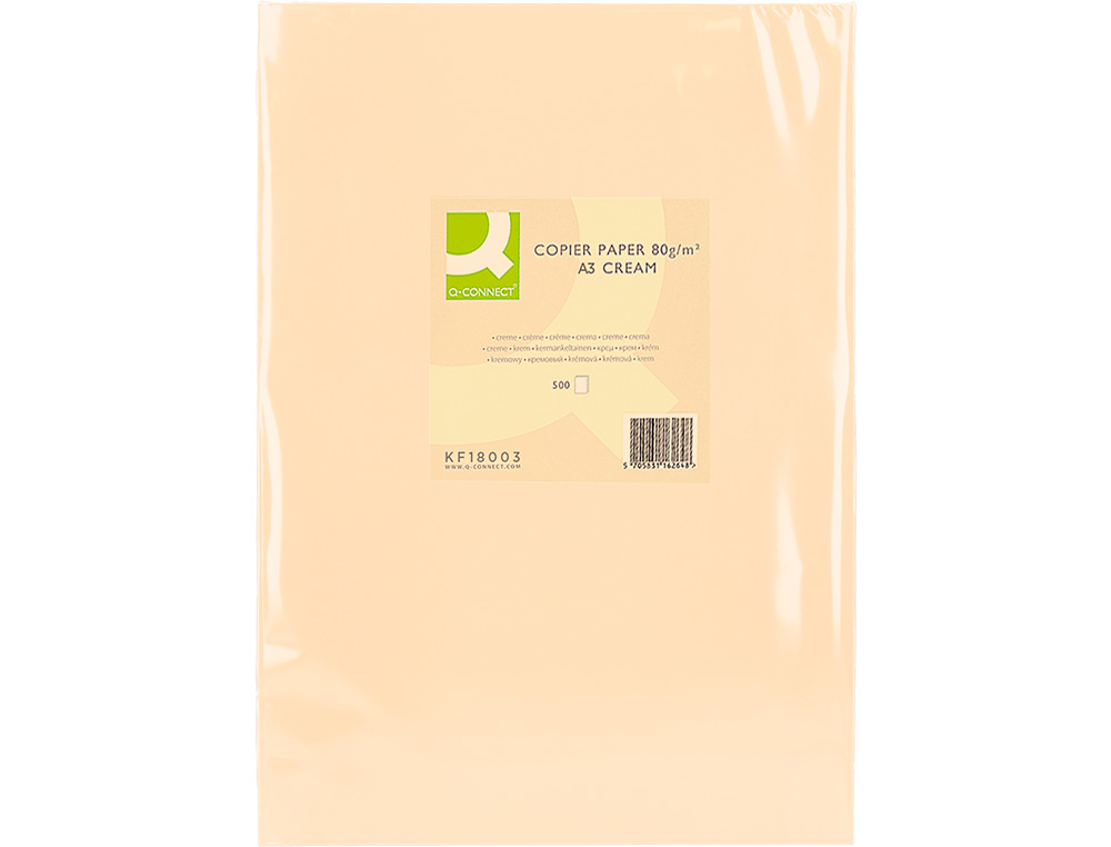 PAPEL DE COR Q-CONNECT DIN A3 80 GR CREME EMBALAGEM DE 500 FOLHAS