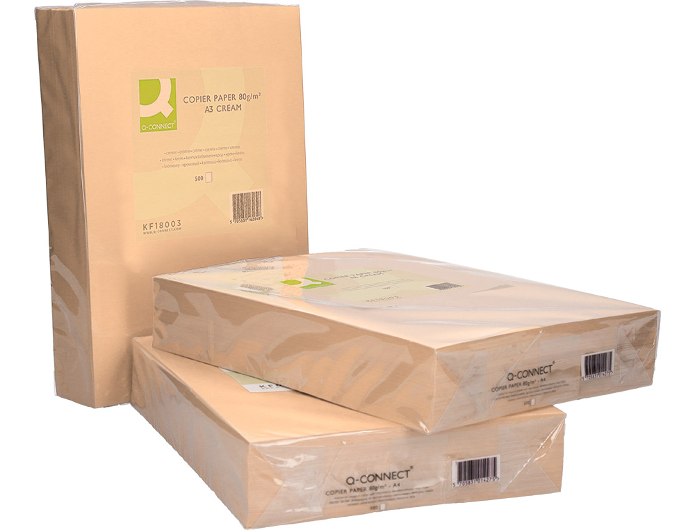 PAPEL DE COR Q-CONNECT DIN A3 80 GR CREME EMBALAGEM DE 500 FOLHAS