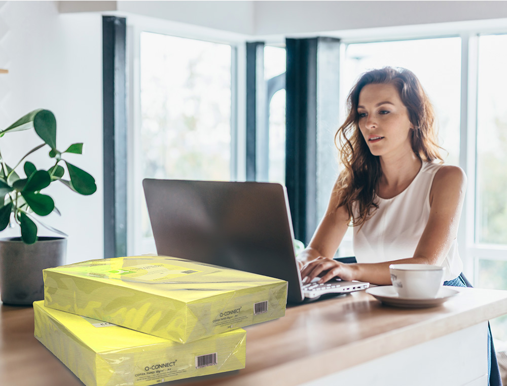 PAPEL DE COR Q-CONNECT DIN A3 80 GR AMARELO NEON EMBALAGEM DE 500 FOLHAS