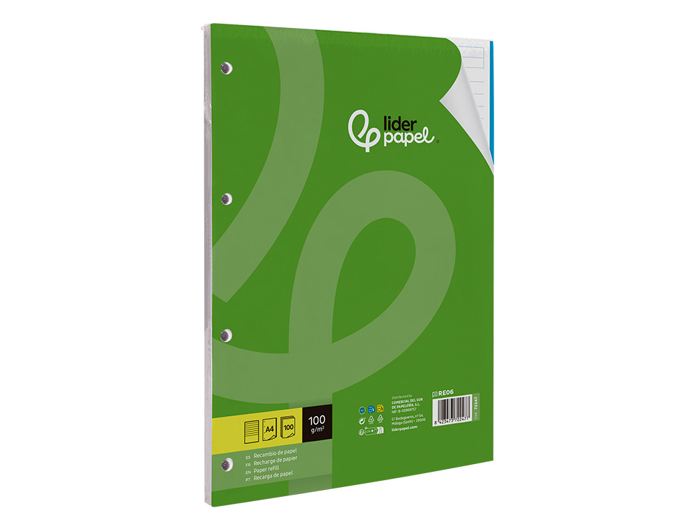 RECARGA LIDERPAPEL DIN A4 100 F 100 GR PAUTADO HORIZONTAL SEM MARGEN 4 FUROS BANDAS DE 5 CORES