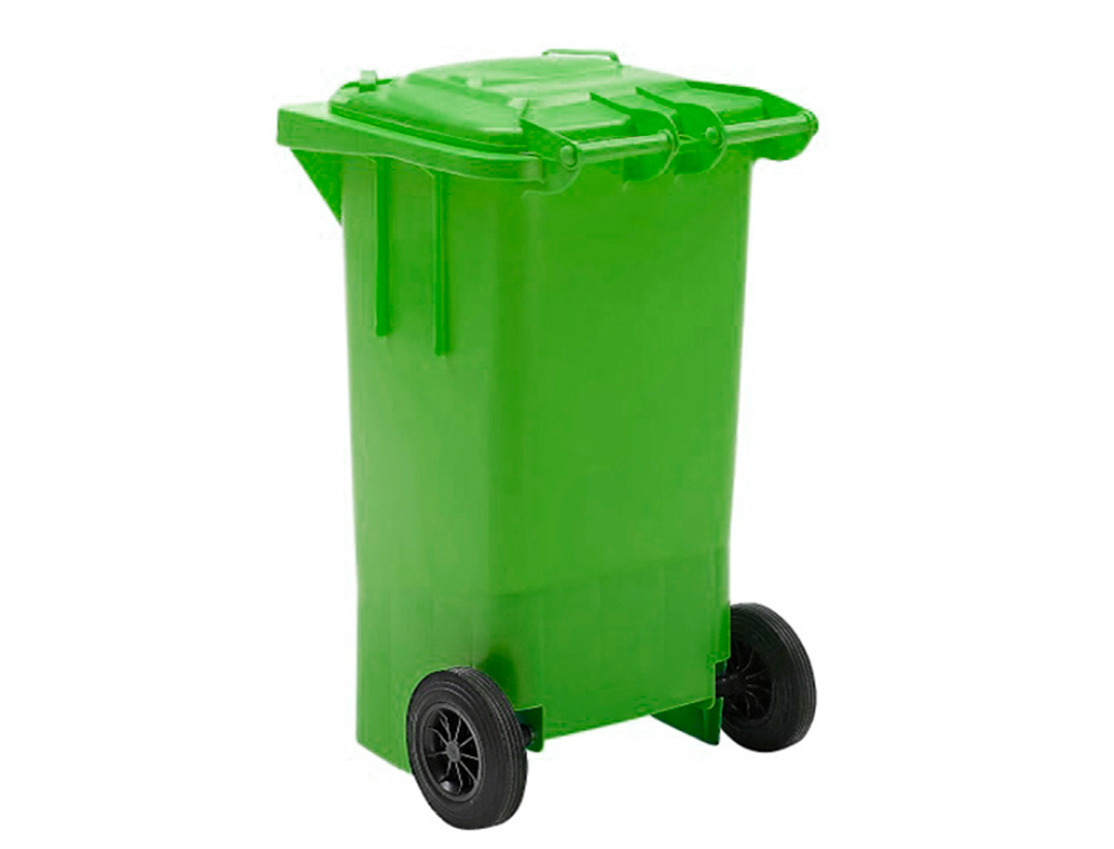 CONTENTOR DE LIXO Q-CONNECT PLASTICO 100L COM CAPA VERDE 75X37X47 CM