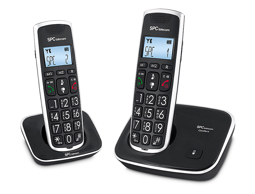 TELEFONE SEM FIOS SPC TELECOM 7243N PRETO IDENTIFICADOR DE CHAMADAS AGENDA VISOR