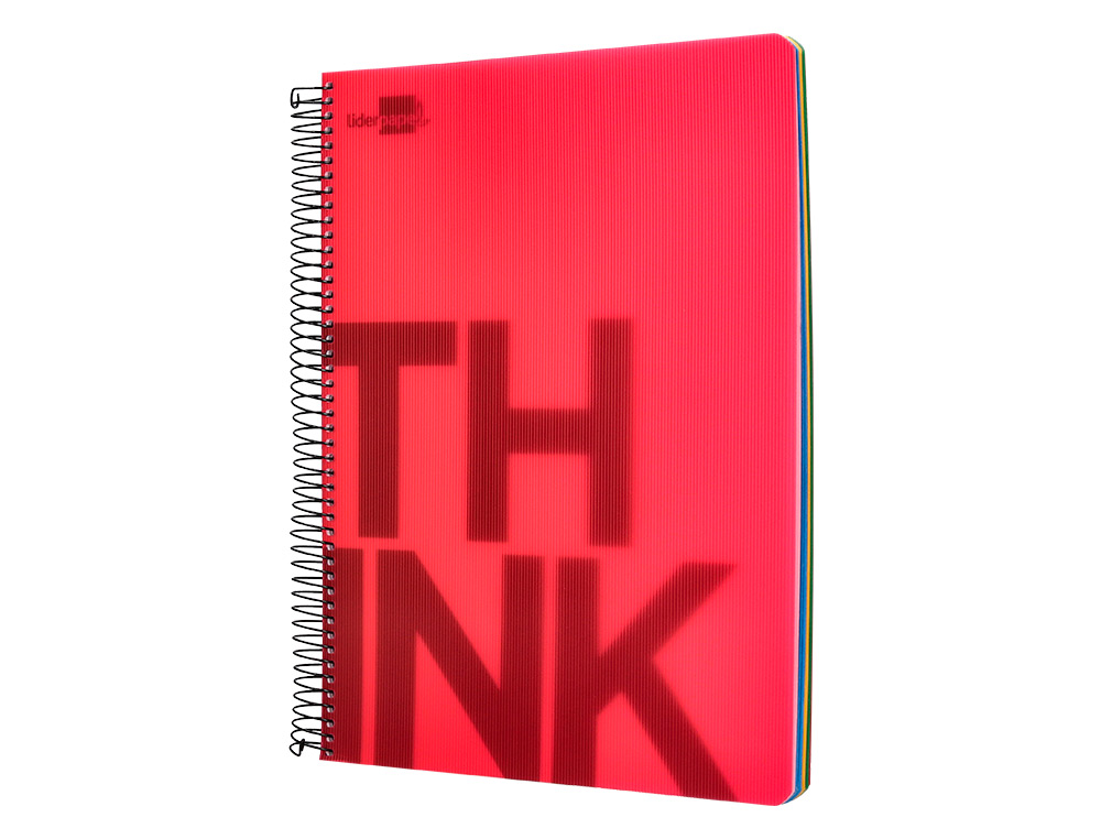BLOC ESPIRAL LIDERPAPEL A4 MICRO THINK TAPA POLIPROPILENO 140H 80G CUADRO 5 MM 5 BANDAS 4 TALADROS 4