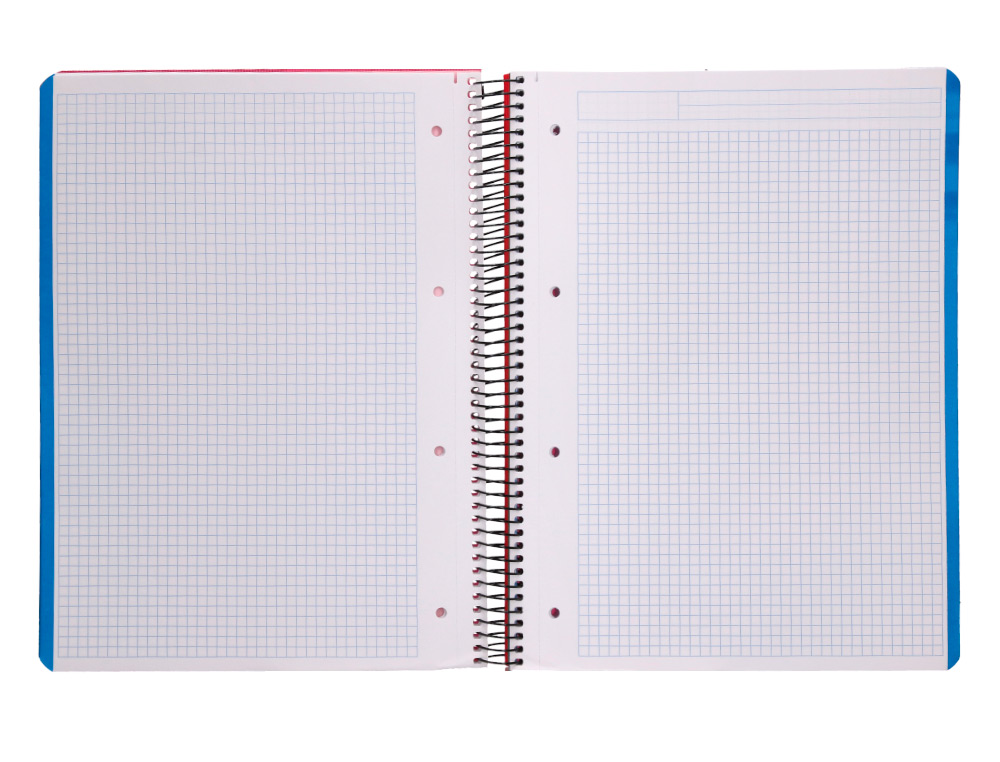 BLOC ESPIRAL LIDERPAPEL A4 MICRO THINK TAPA POLIPROPILENO 140H 80G CUADRO 5 MM 5 BANDAS 4 TALADROS 4