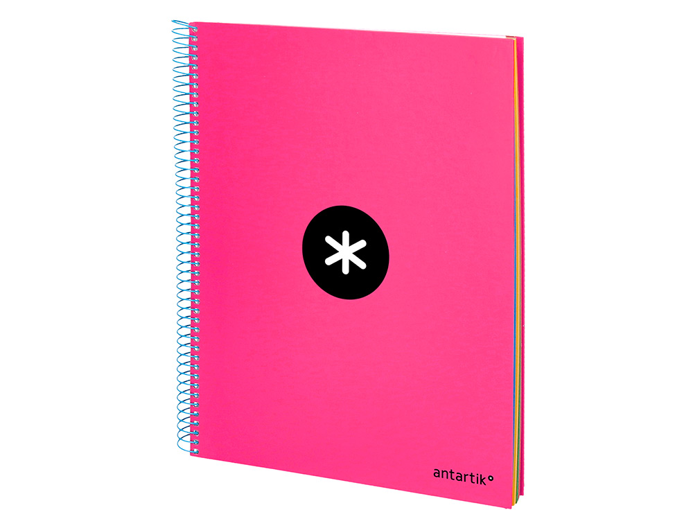 CADERNO ESPIRAL DIN A4 ANTARTIK CAPA FORRADA 120 F 100 GR PAUTADO 5 BANDAS DE CORES 4 FUROS COR ROSA F.