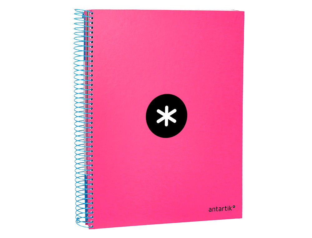 CADERNO ESPIRAL DIN A4 ANTARTIK CAPA FORRADA 120 F 100 GR PAUTADO 5 BANDAS DE CORES 4 FUROS COR ROSA F.