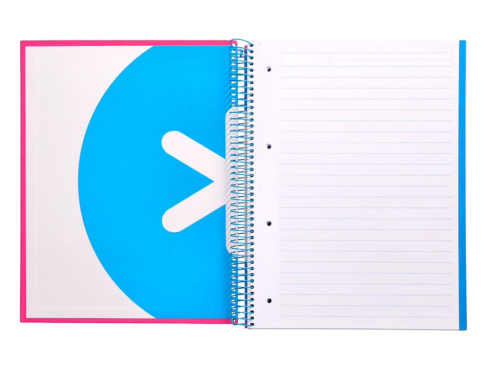 CADERNO ESPIRAL DIN A4 ANTARTIK CAPA FORRADA 120 F 100 GR PAUTADO 5 BANDAS DE CORES 4 FUROS COR ROSA F.