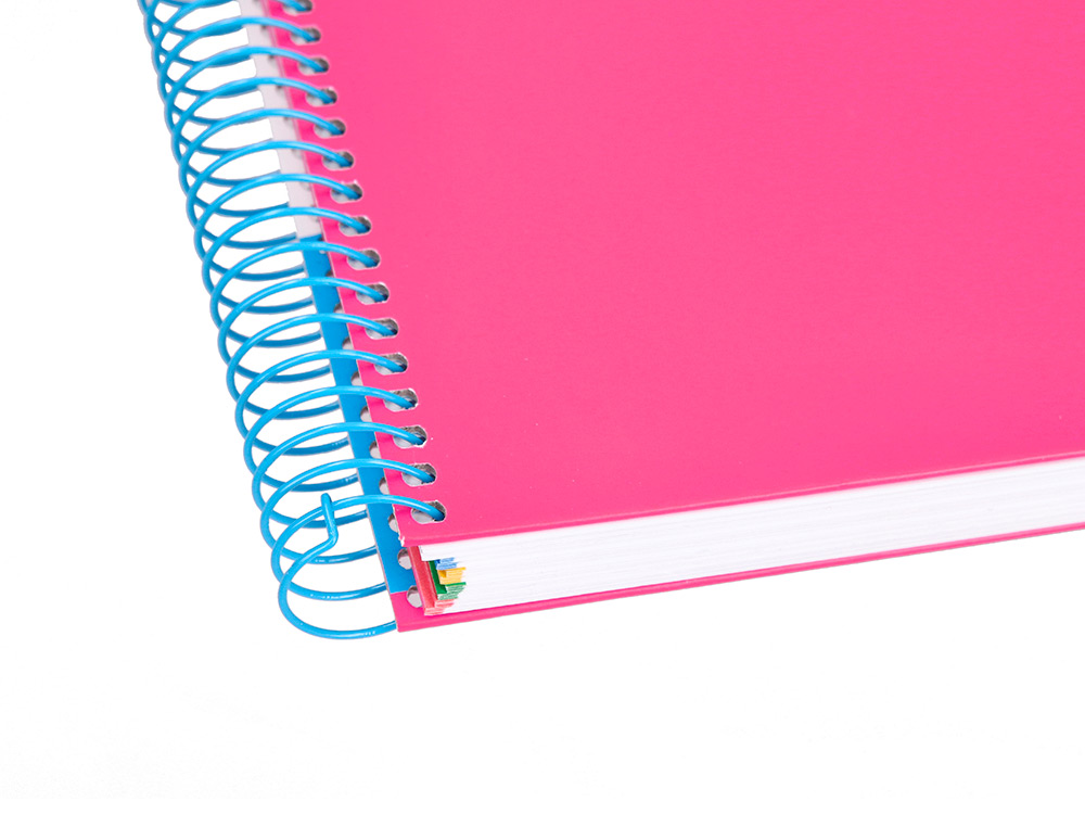 CADERNO ESPIRAL DIN A4 ANTARTIK CAPA FORRADA 120 F 100 GR PAUTADO 5 BANDAS DE CORES 4 FUROS COR ROSA F.