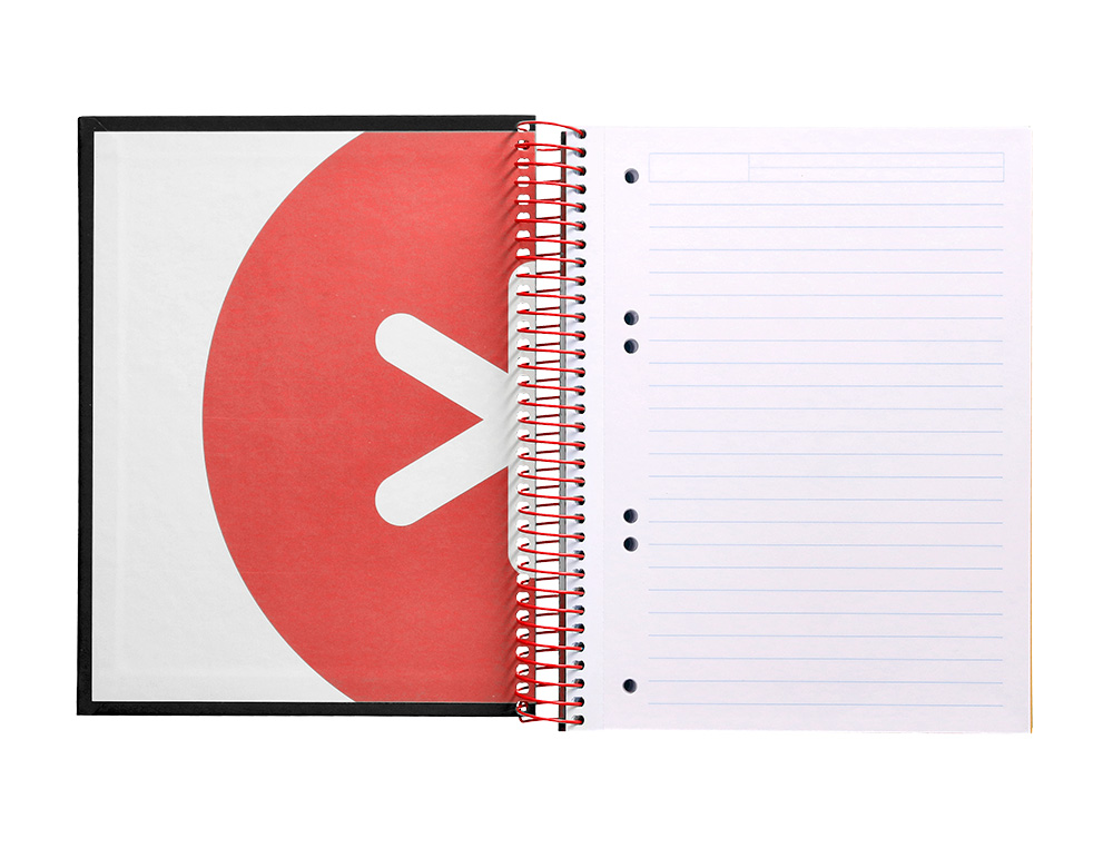 CADERNO ESPIRAL DIN A5 ANTARTIK CAPA FORRADA 120 F 100 GR PAUTADO 5 BANDAS DE CORES 6 FUROS COR PRETO
