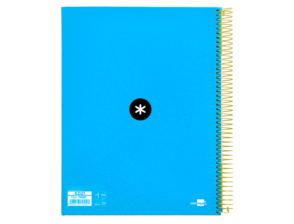CADERNO ESPIRAL DIN A4 ANTARTIK CAPA FORRADA 120 F 100 GR QUADRICULA 5 MM 5 BANDAS DE CORES COR AZUL